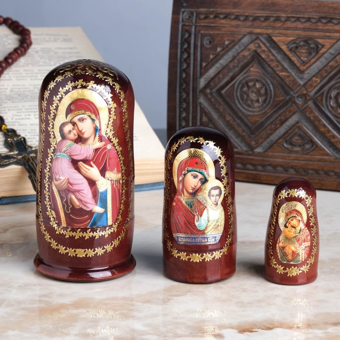 

Матрёшка «Православная», 3 кукольная, Владимирская, Казанская, Почаевская