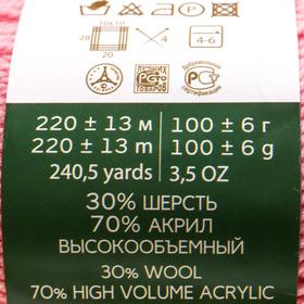 

Пряжа "Народная" 30% шерсть, 70% акрил объёмный 220м/100гр (20-Розовый)