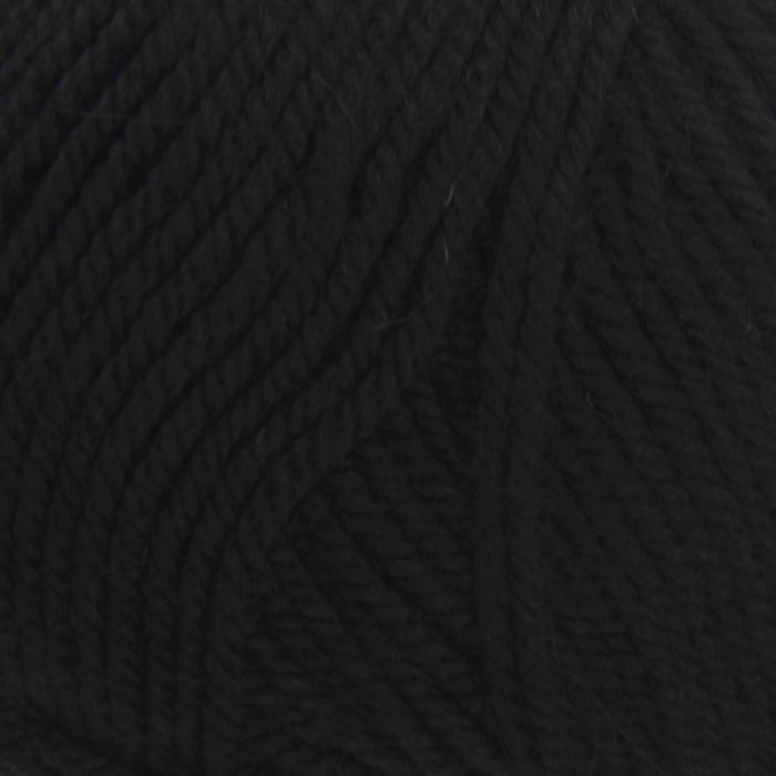 Пряжа "Народная" 30% шерсть, 70% акрил объёмный 220м/100гр (02-Чёрный)