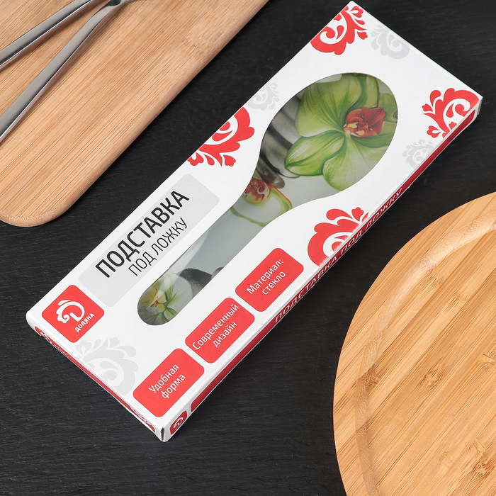 Подставка под ложку 23х8 см "Зеленая орхидея"