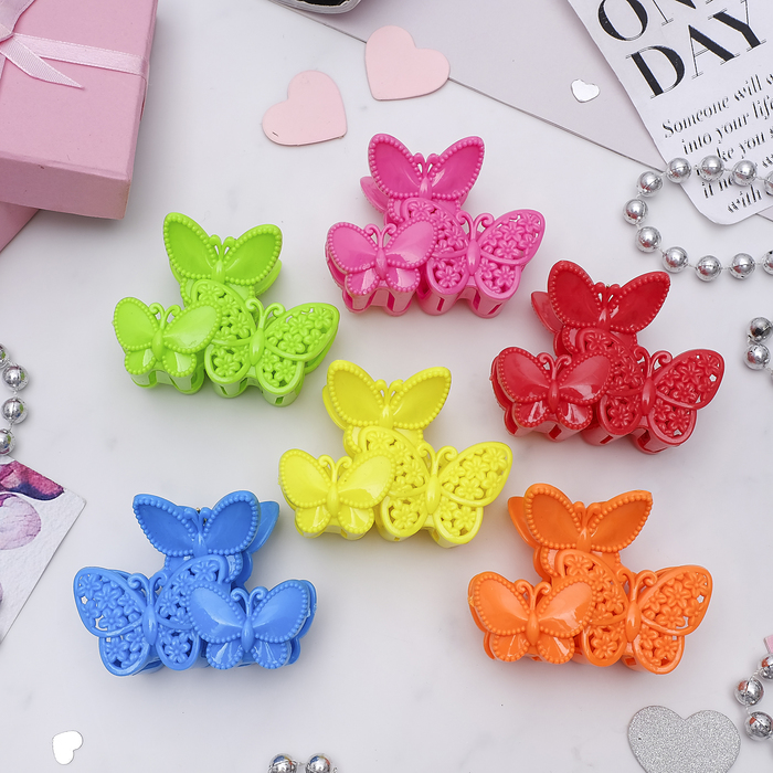 Краб для волос "Лето" три бабочки, микс