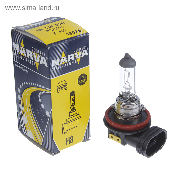 Лампа автомобильная Narva Standard H8, 12 В, 35 Вт, 48076, PGJ19-1 лампа для мотоциклов narva moto ba20d 12 в m5 35 35 вт 42027