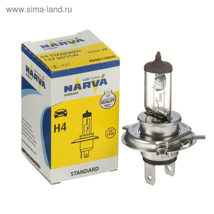 Лампа автомобильная Narva Standard, H4, 12 В, 60/55 Вт лампа автомобильная goodyear long life h4 12 в 60 55 вт