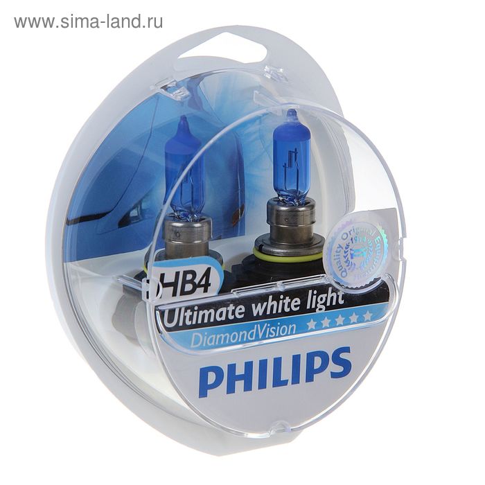 Лампа автомобильная HB4 12V- 55W Philips Diamond Vision 2шт лампа 12v wy5w 5w philips vision 2 шт