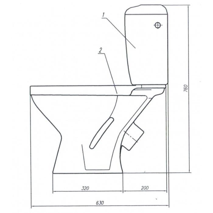 Схема унитаза сбоку