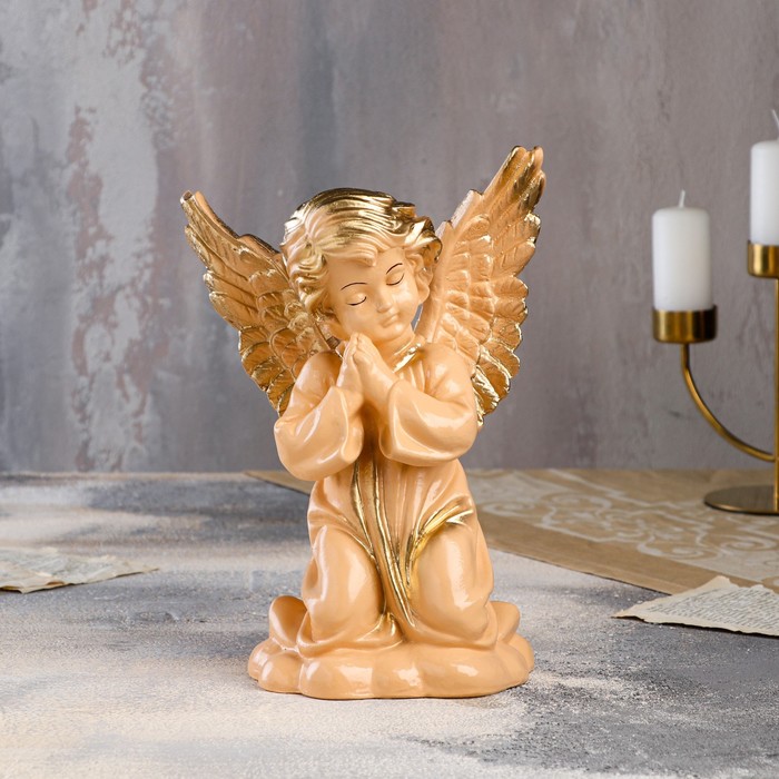 фото Статуэтка "ангел с крыльями" бежевая, 28 см premium gips
