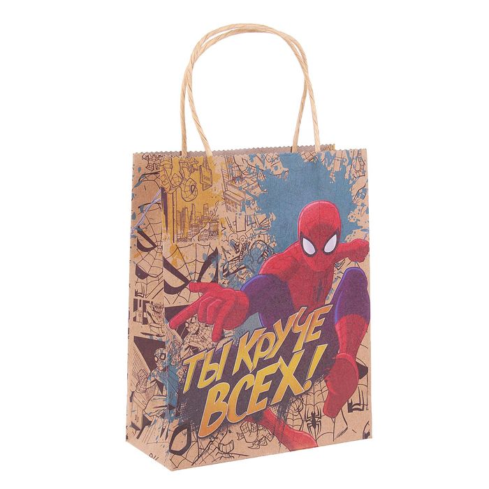 Пакет вертикальный крафт "Ты круче всех!", Человек-Паук, 18 х 23 см