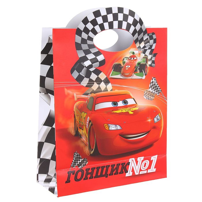 Пакет подарочный с фигурной ручкой "Гонщик", Тачки