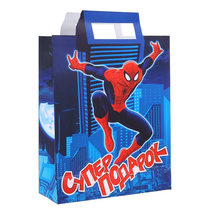 Пакет подарочный с фигурной ручкой "Супер подарок", Человек Паук