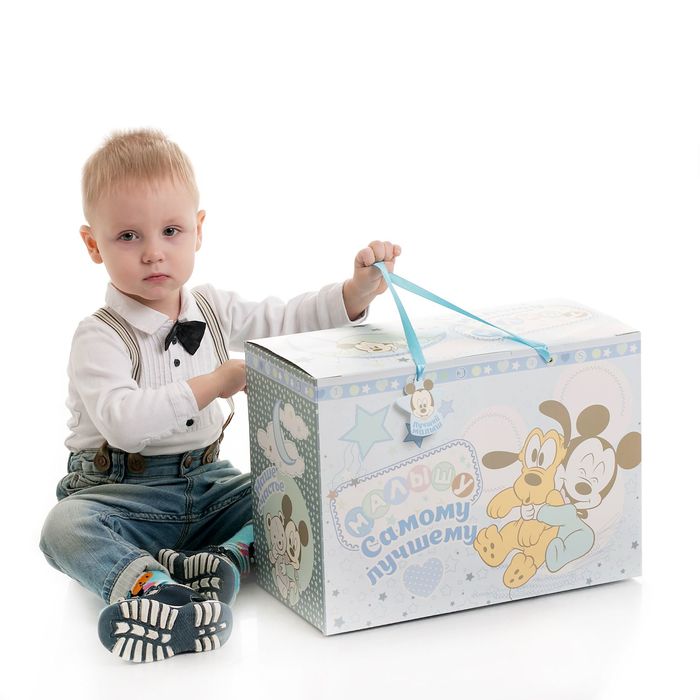Коробка подарочная складная "Самому лучшему малышу": Микки Маус и друзья, Дисней Беби, + мини-открытка