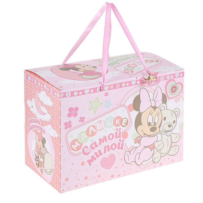 Коробка подарочная складная "Самой милой малышке": Минни Маус, Дисней Беби, + мини-открытка