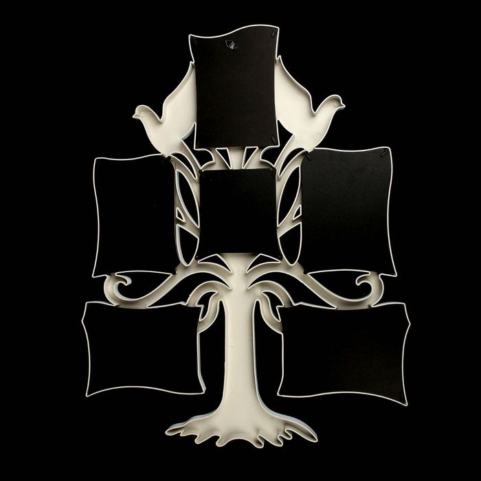 Фоторамка на 6 фото 10х10 см, 10х15 см "Голуби на дереве" белая 64х50 см