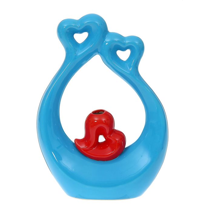 Ваза "Абстракция" красно-голубая, сердца