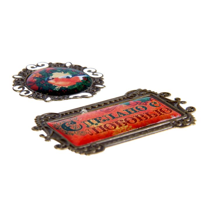 Декор металлический для скрапбукинга Новогодняя история «Сделано с любовью», 7,4 × 14,6 см