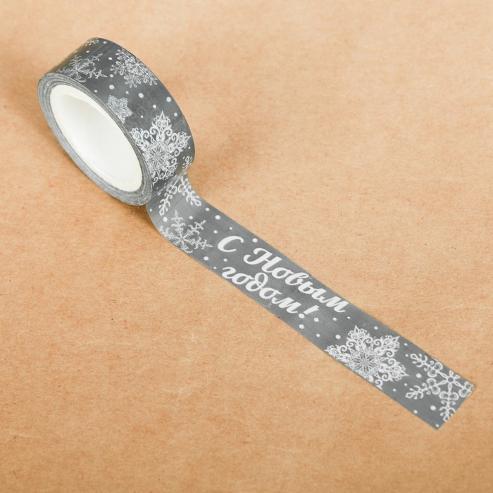 Клейкая лента декоративная «Снежинки», 1,5 см × 10 м