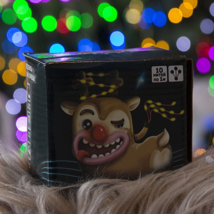 Гирлянда "Конский хвост (капля росы)" 10 нитей по 1 м., LED-120-12V, контроллер 8 режимов, МУЛЬТИ