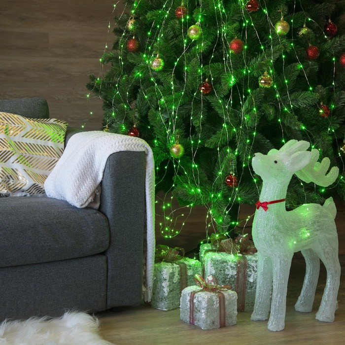 Гирлянда "Конский хвост (капля росы)" 10 нитей по 1 м., LED-120-12V, контроллер 8 режимов, ЗЕЛЕНЫЙ