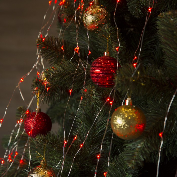 Гирлянда "Конский хвост (капля росы)" 10 нитей по 1 м., LED-120-12V, контроллер 8 режимов, КРАСНЫЙ