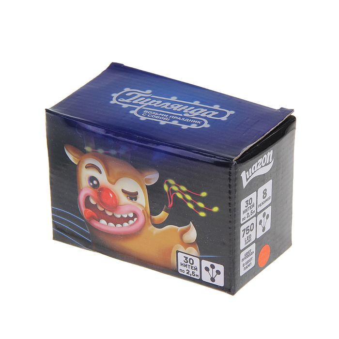 Гирлянда "Конский хвост (капля росы)" 30 нитей по 2,5 м., LED-750-12V, контроллер 8 режимов, КРАСНЫЙ