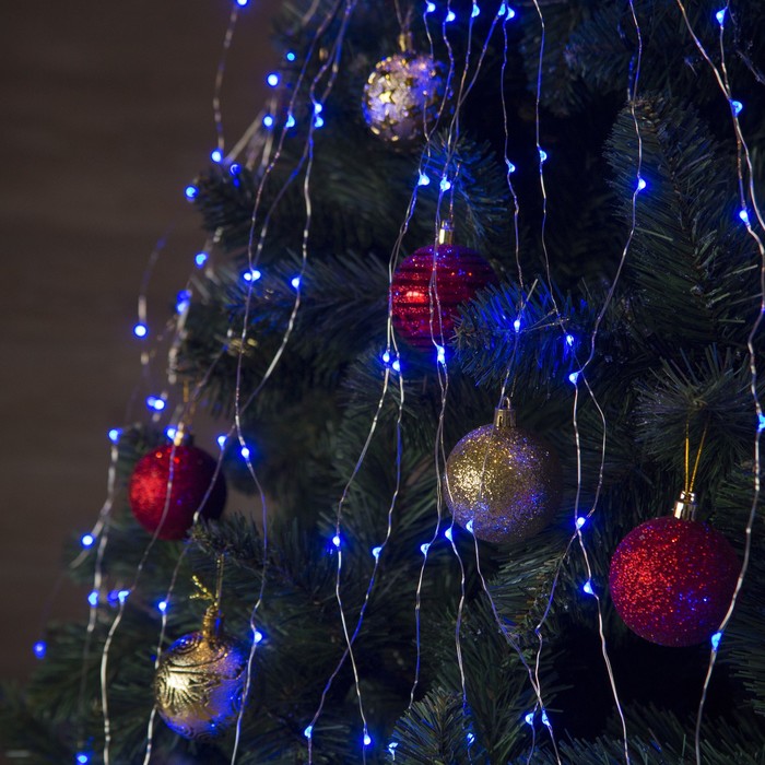 Гирлянда "Конский хвост (капля росы)" 10 нитей по 1 м., LED-120-12V, контроллер 8 режимов, СИНИЙ 1