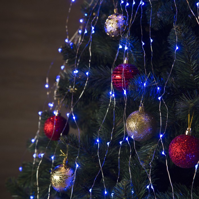 Гирлянда "Конский хвост (капля росы)" 30 нитей по 2,5 м., LED-750-12V, 8 режимов, СИНИЙ 1080