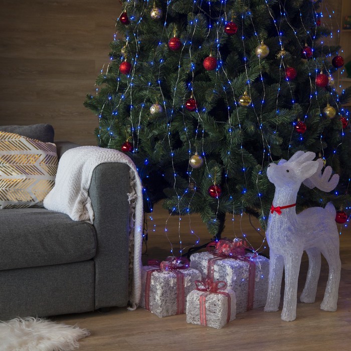 Гирлянда "Конский хвост (капля росы)" 30 нитей по 2,5 м., LED-750-12V, 8 режимов, СИНИЙ 1080