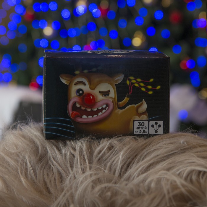 Гирлянда "Конский хвост (капля росы)" 30 нитей по 2,5 м., LED-750-12V, 8 режимов, СИНИЙ 1080