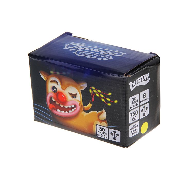 Гирлянда "Конский хвост (капля росы)" 30 нитей по 2,5 м., LED-750-12V, контроллер 8 режимов, ЖЕЛТЫЙ