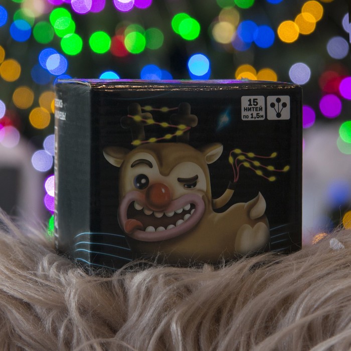 Гирлянда "Конский хвост (капля росы)" 15 нитей по 1,5 м., LED-225-12V, контроллер 8 режимов, МУЛЬТИ