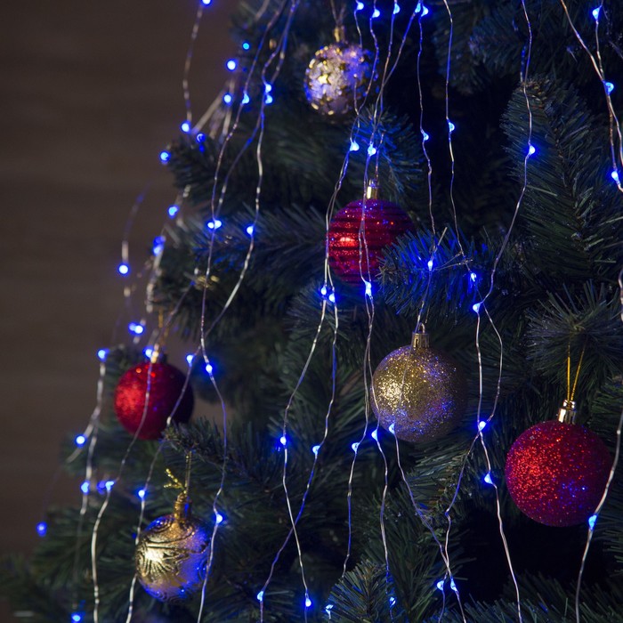 Гирлянда "Конский хвост (капля росы)" 15 нитей по 1,5 м., LED-225-12V, контроллер 8 режимов, СИНИЙ