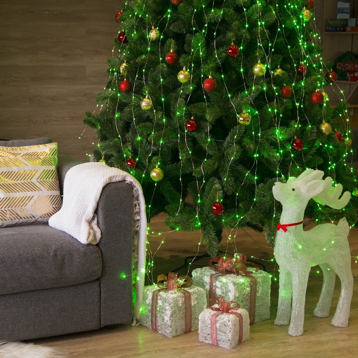 Гирлянда "Конский хвост (капля росы)" 30 нитей по 2,5 м., LED-750-12V, контроллер 8 режимов, ЗЕЛЕНЫЙ