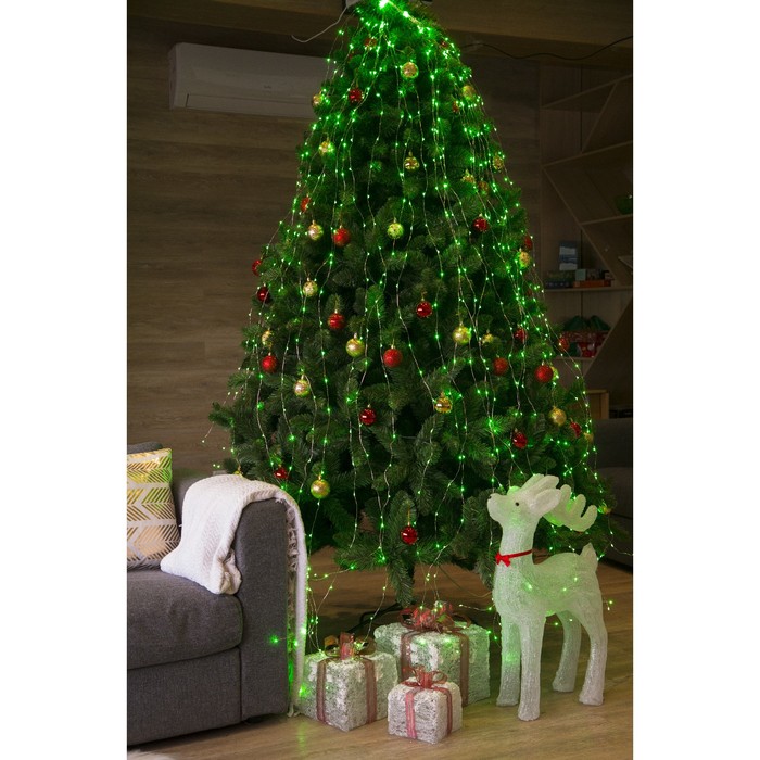 Гирлянда "Конский хвост (капля росы)" 30 нитей по 2,5 м., LED-750-12V, контроллер 8 режимов, ЗЕЛЕНЫЙ