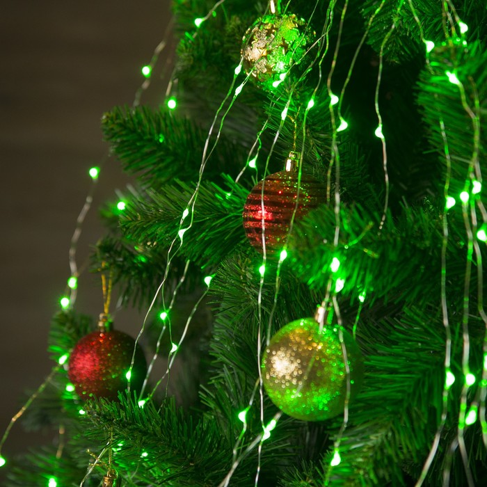 Гирлянда "Конский хвост (капля росы)" 15 нитей по 1,5 м., LED-225-12V, контроллер 8 режимов, ЗЕЛЕНЫЙ