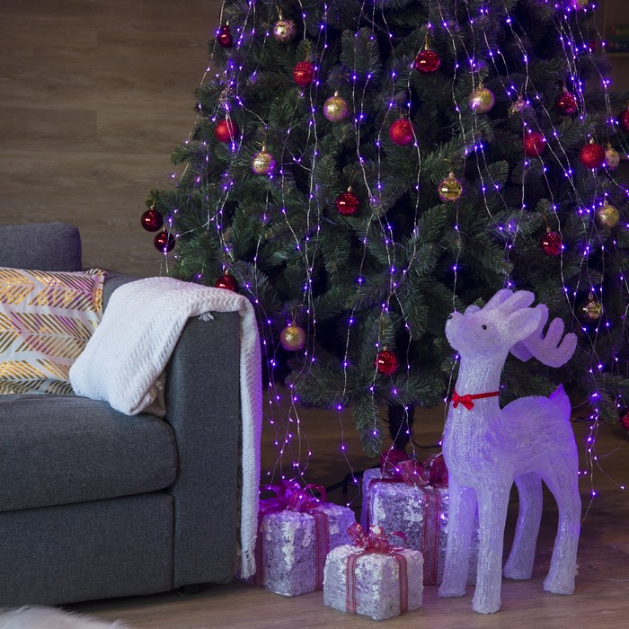 Гирлянда "Конский хвост (капля росы)" 10 нитей по 1 м., LED-120-12V, контроллер 8 режимов, ФИОЛЕТ 1