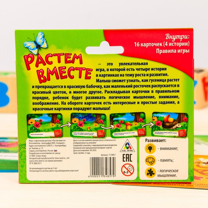 Игра с развивающими заданиями "Что и как растет?"