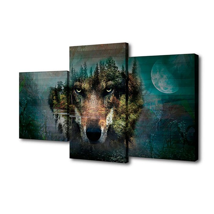 Модульная картина на подрамнике "Взгляд волка", 26×50 см, 26×40 см, 26×32 см, 50×80 см