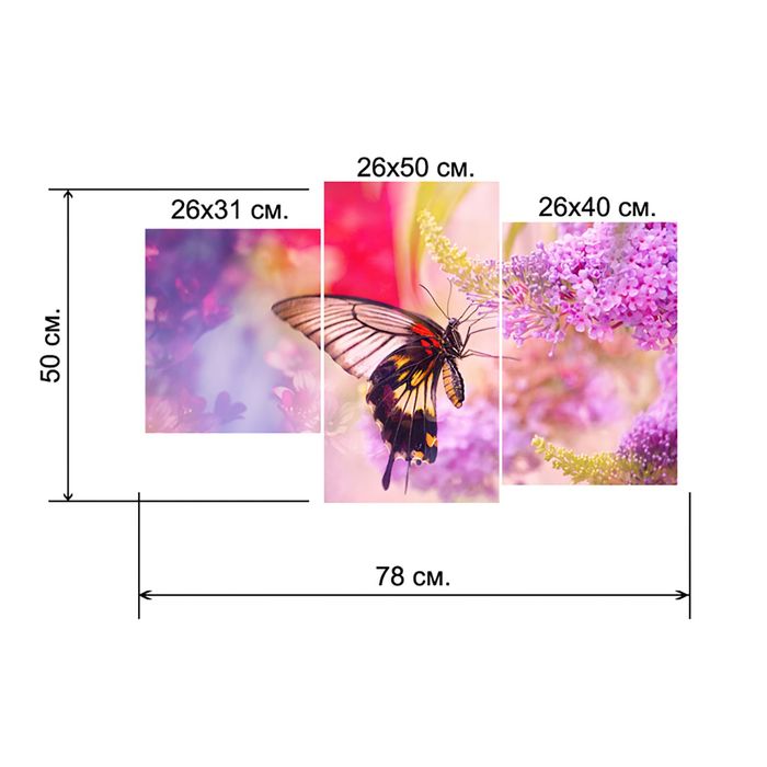 Модульная картина на подрамнике "Бабочка"