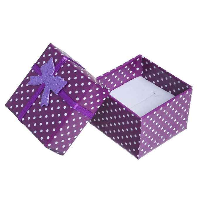 Коробочка подарочная под кольцо "Горошек" с бантом, 4*4*3, цвет МИКС