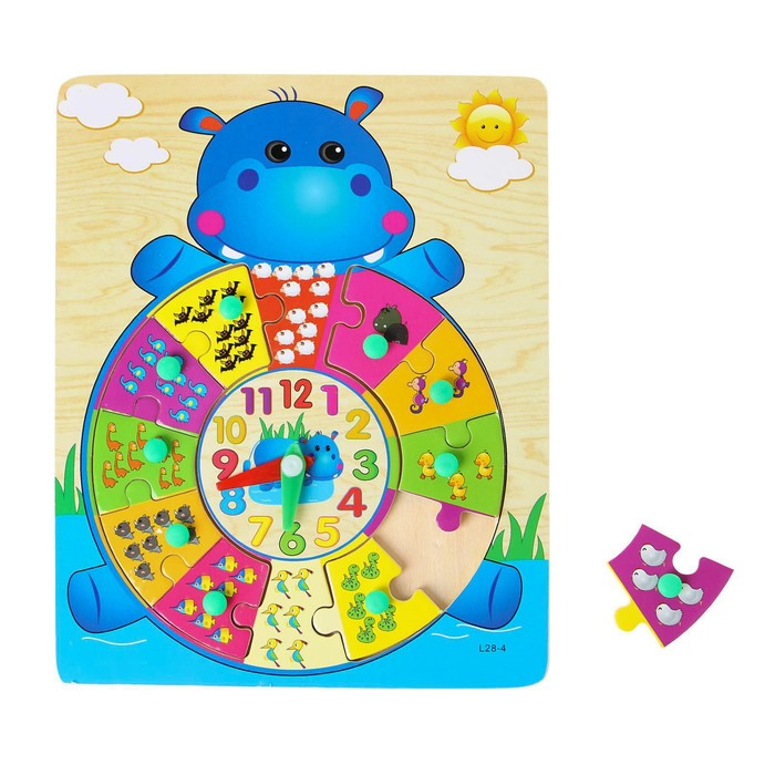 Рамка-вкладыш часы "Бегемотик", 10 элементов