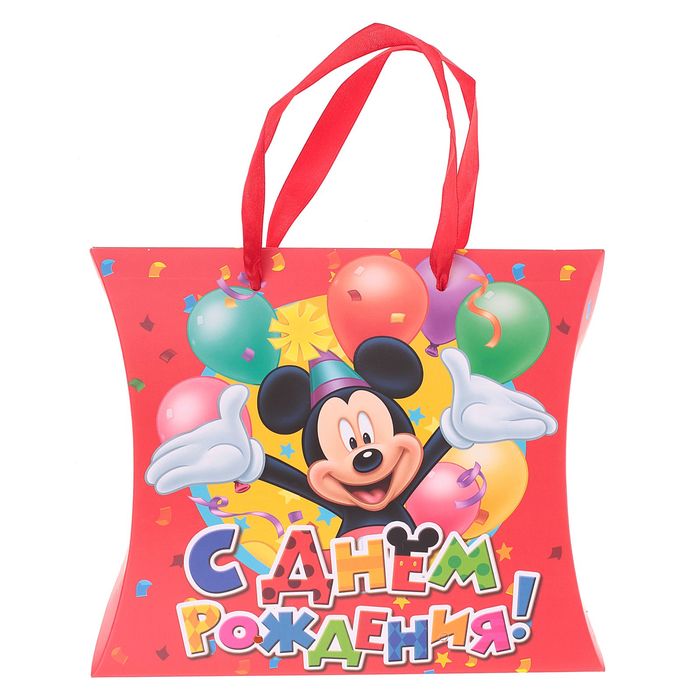 Коробка складная фигурная "С Днем рождения", Микки Маус, 19 х 18 см