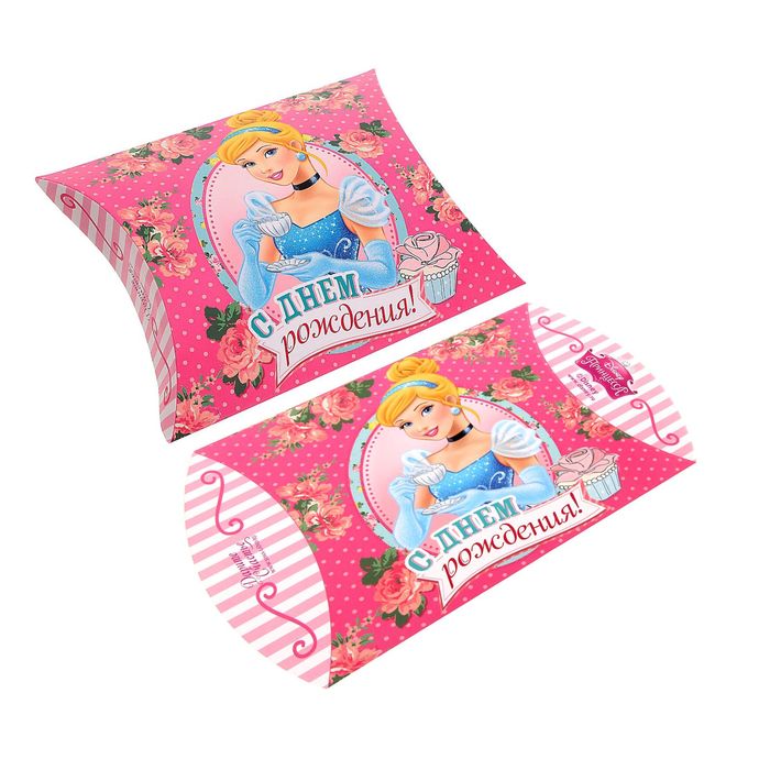 Коробка складная фигурная "С Днем рождения", Принцессы, 14 х 14 см