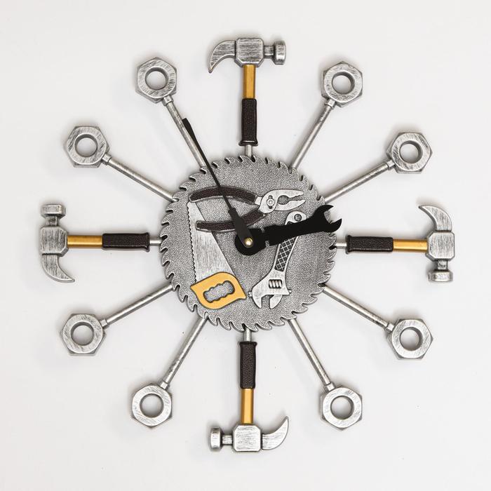 Часы настенные, серия: Интерьер,"Инструменты", плавный ход, d=16 см, 37 х 37 см