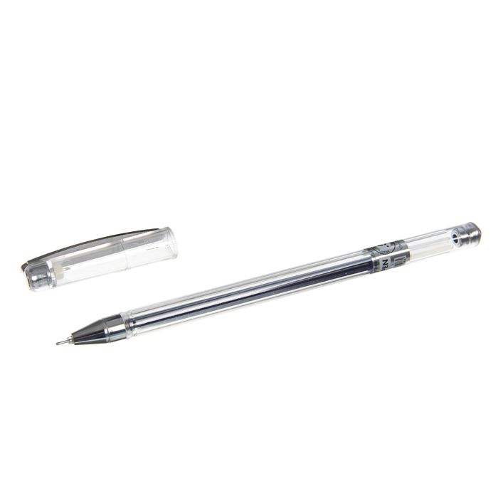 Ручка гелевая 0,5 мм синяя, корпус прозрачный, игольчатый пишущий узел Strict