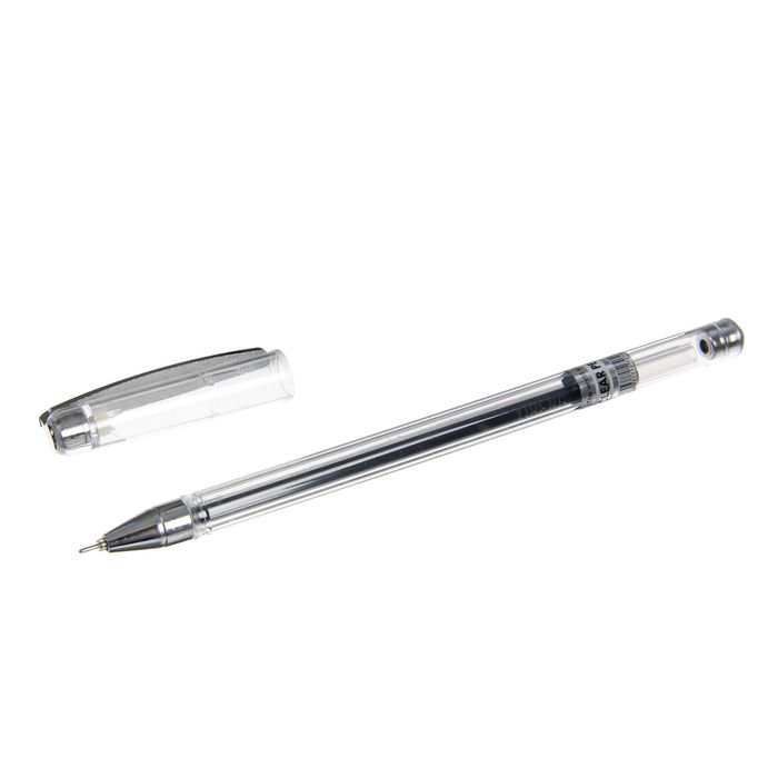 Ручка гелевая 0,5 мм черная, корпус прозрачный, игольчатый пишущий узел Strict