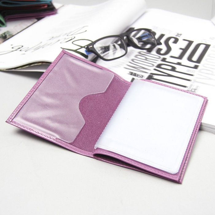 Обложка для автодокументов и паспорта, игуана сиреневая