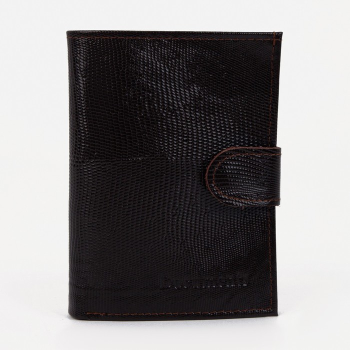 Пормоне мужское 2 в 1, отдел для купюр, отдел для монет, отдел для автодокументов, игуана, цвет коричневый