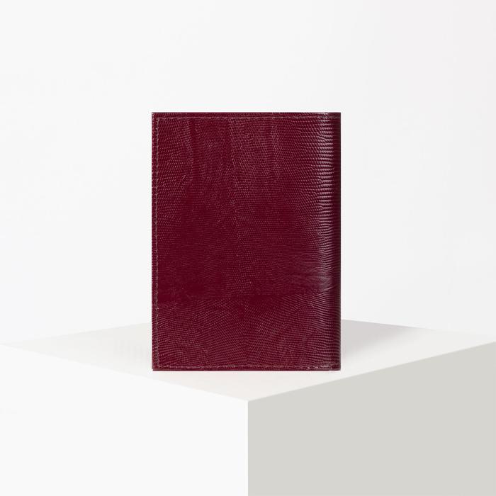 Обложка для автодокументов и паспорта, бордовая игуана