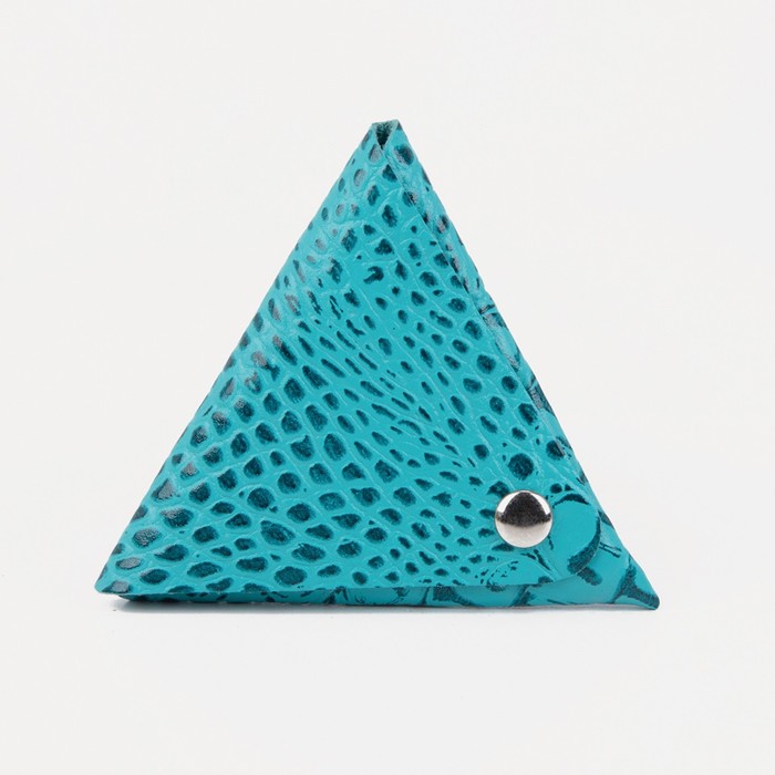 Футляр для монет на кнопке, крокодил, цвет бирюзовый