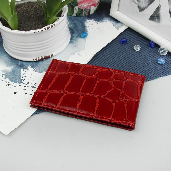 Визитница, 1 ряд, 18 листов, скат, цвет красный