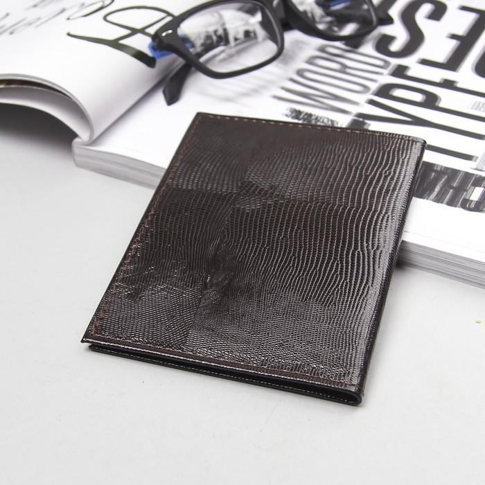 Обложка для автодокументов, коричневая игуана